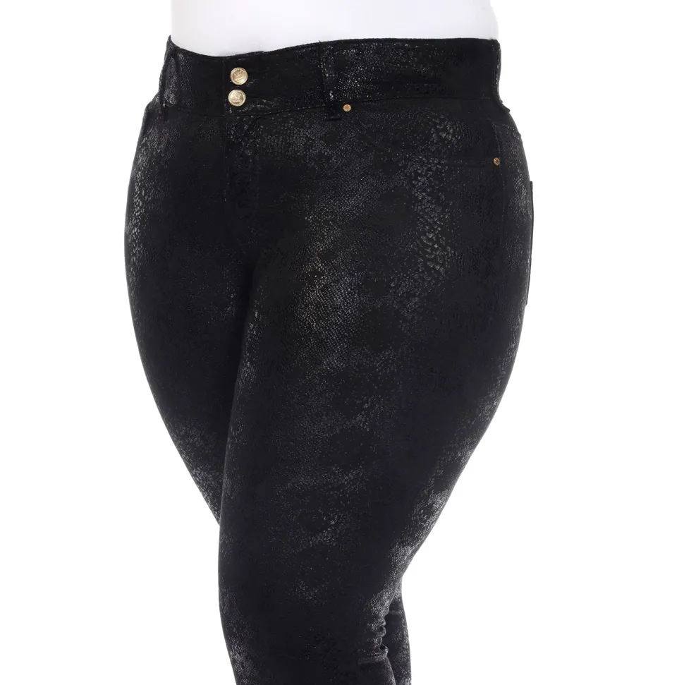 Faux Suede Snake Print Pants - Plus