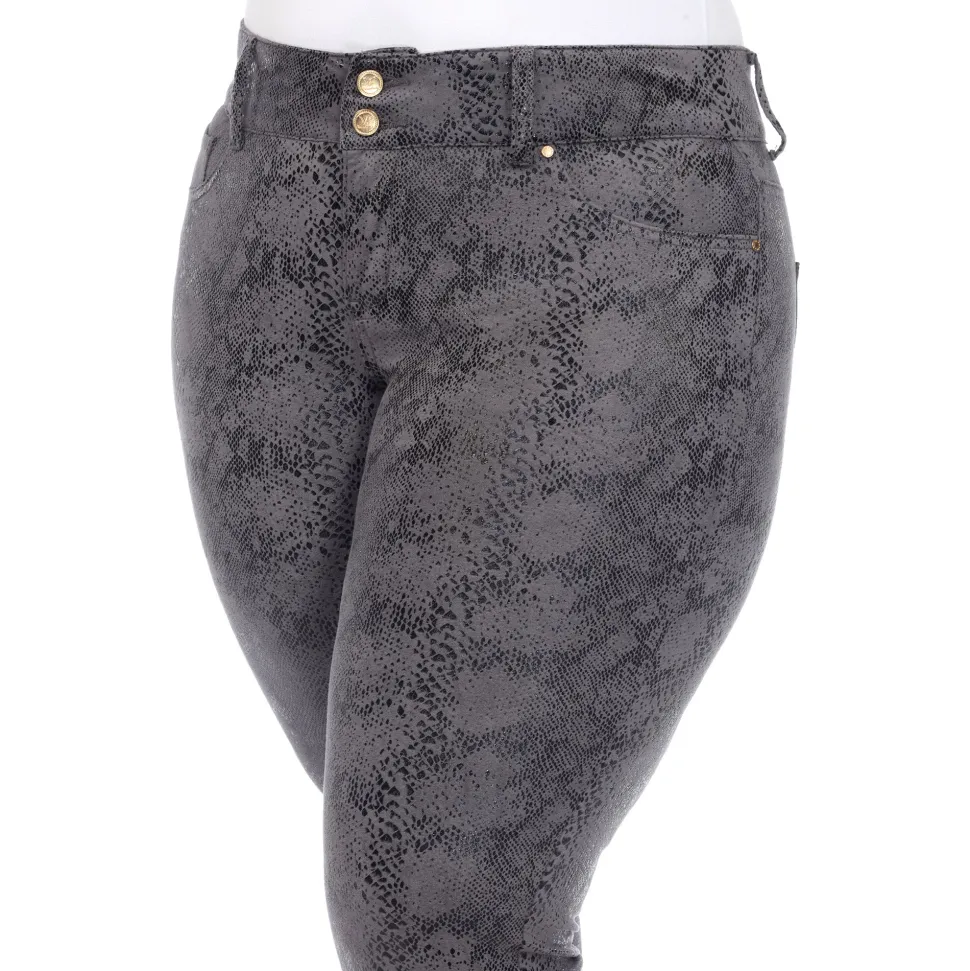 Faux Suede Snake Print Pants - Plus