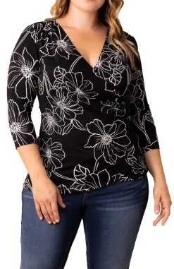 Femme Fatale Faux Wrap Top, Black - Plus