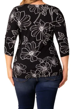 Femme Fatale Faux Wrap Top, Black - Plus