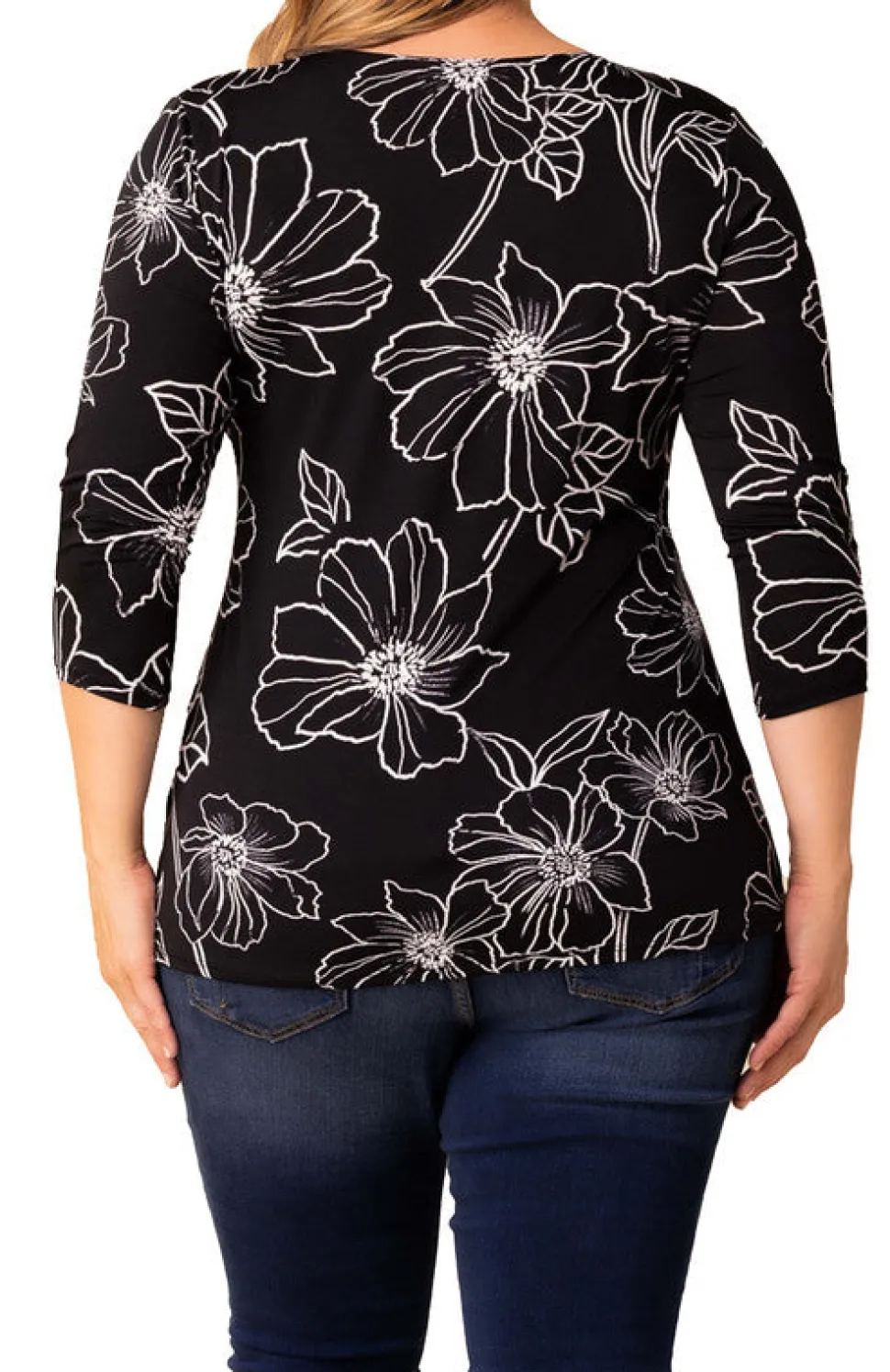 Femme Fatale Faux Wrap Top, Black - Plus