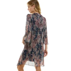 Floral Mini Dress with Detachable Necklace, Navy