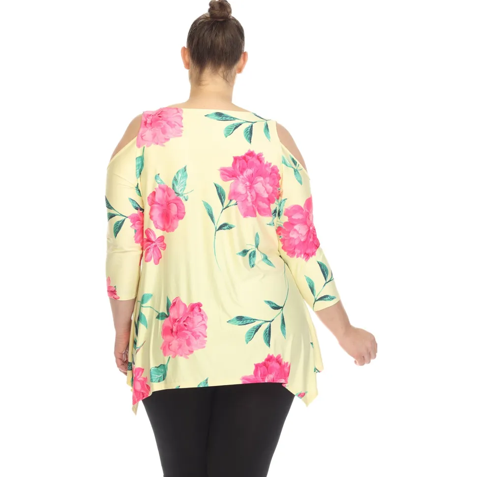 Floral Printed Cold Shoulder Tunic - Plus