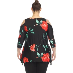 Floral Printed Cold Shoulder Tunic - Plus