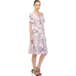 Floral Short Sleeve Knee Length Dress