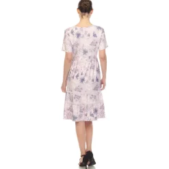 Floral Short Sleeve Knee Length Dress