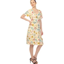 Floral Short Sleeve Knee Length Dress