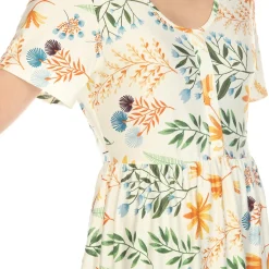 Floral Short Sleeve Knee Length Dress