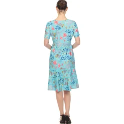 Floral Short Sleeve Knee Length Dress