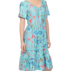 Floral Short Sleeve Knee Length Dress