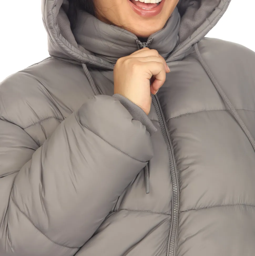 Full Front Zip Hooded Bomber Puffer Coat - Plus