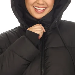 Full Front Zip Hooded Bomber Puffer Coat - Plus