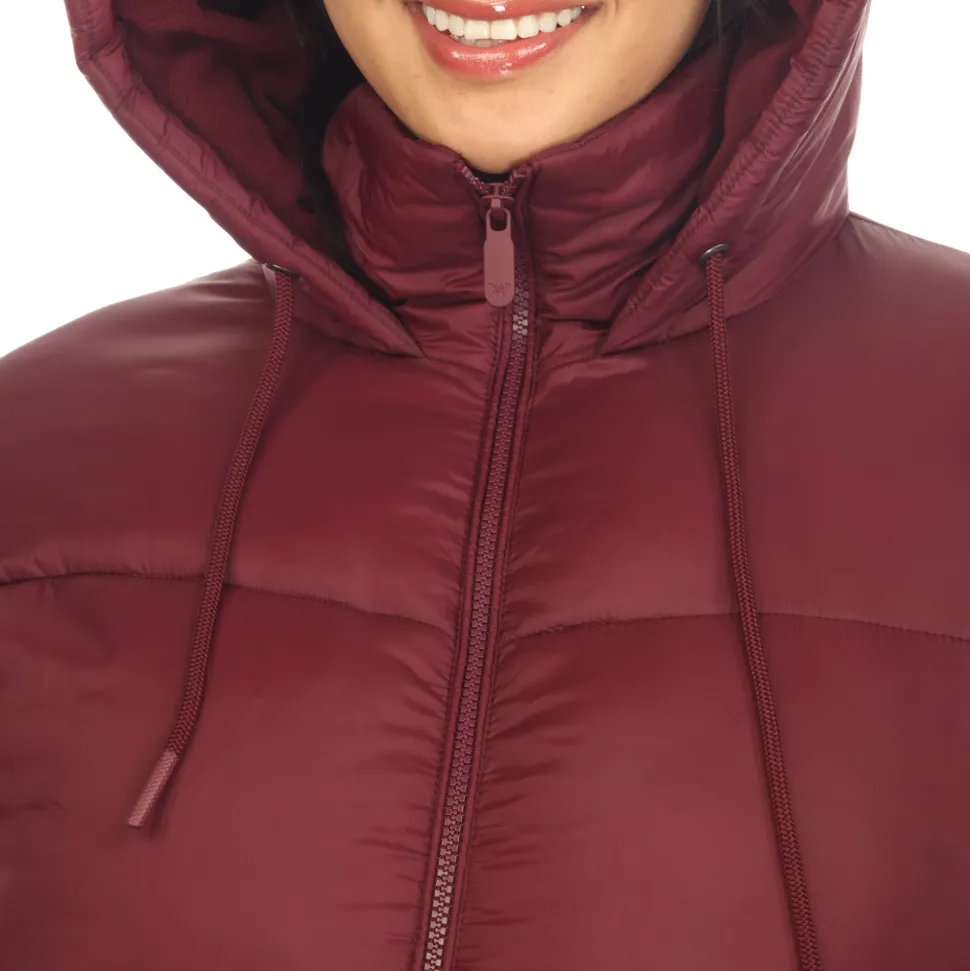 Full Front Zip Hooded Bomber Puffer Coat - Plus