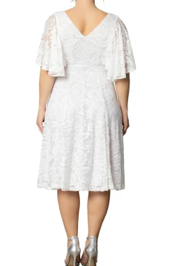 Genevieve Lace Flutter Sleeve Midi Dress - Plus