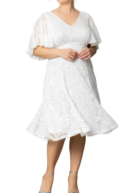Genevieve Lace Flutter Sleeve Midi Dress - Plus