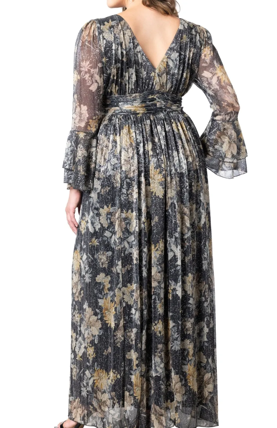 Gilded Glamour Long Sleeve Evening Gown - Plus