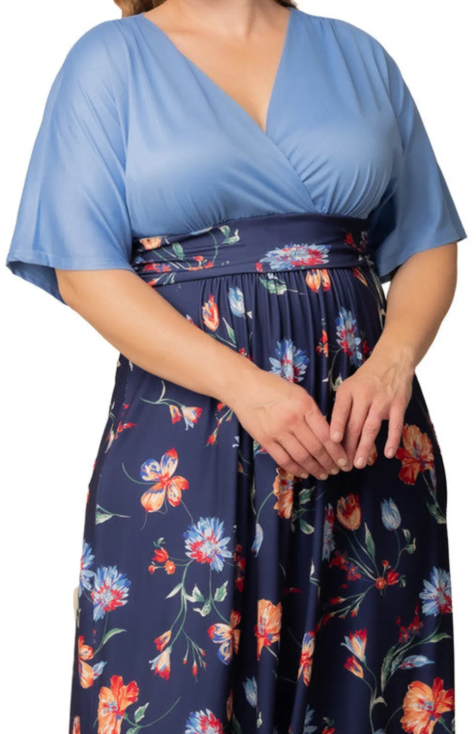 Havana Color Block Maxi Dress - Navy - Plus