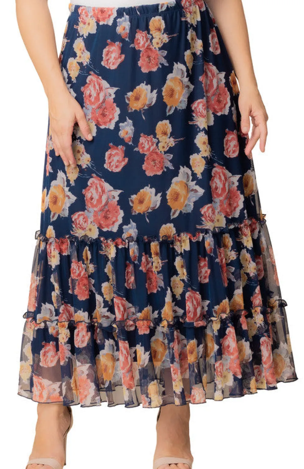 Isla Tiered Mesh Maxi Skirt - Plus