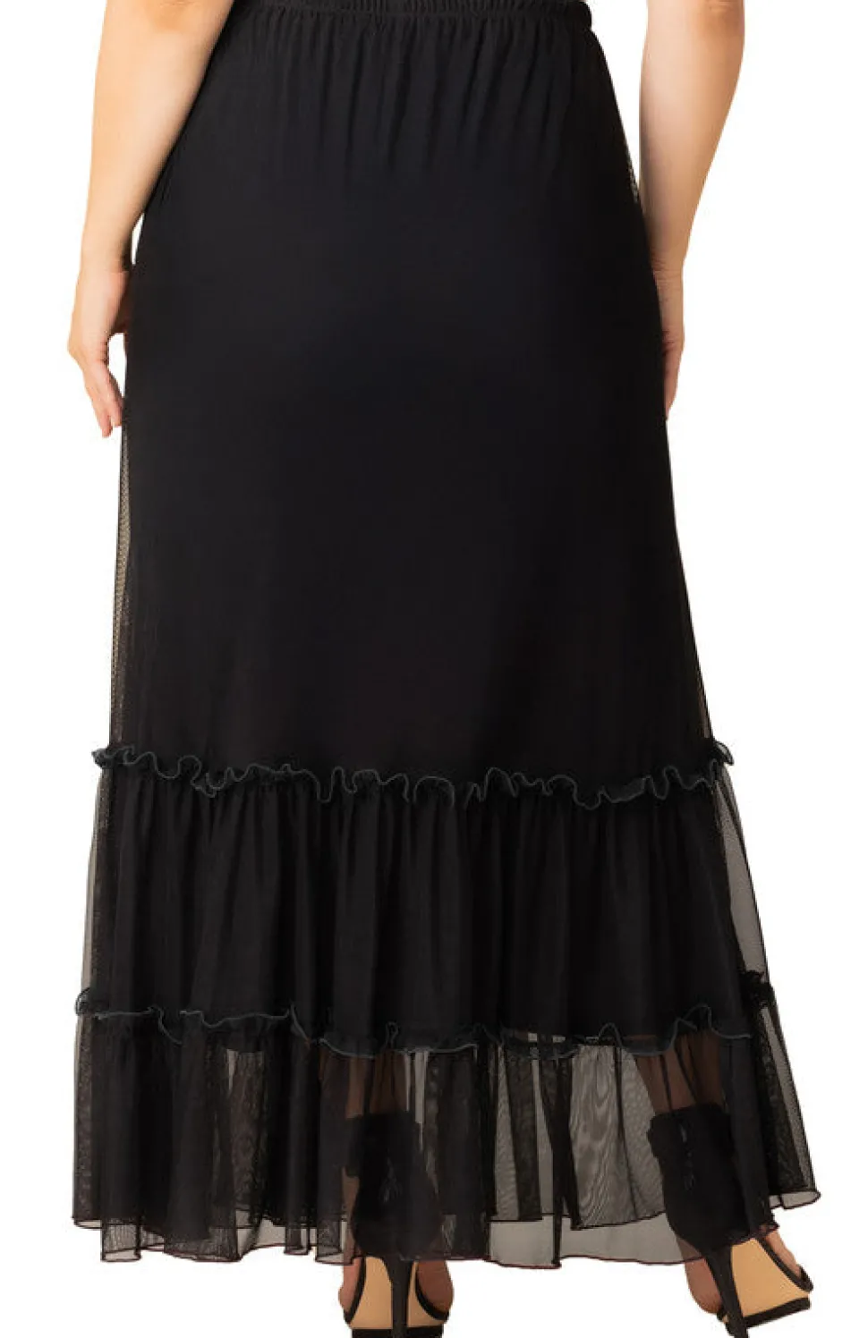 Isla Tiered Mesh Maxi Skirt - Plus