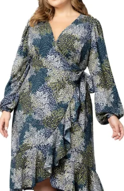 Julia Long Sleeve Wrap Dress - Plus