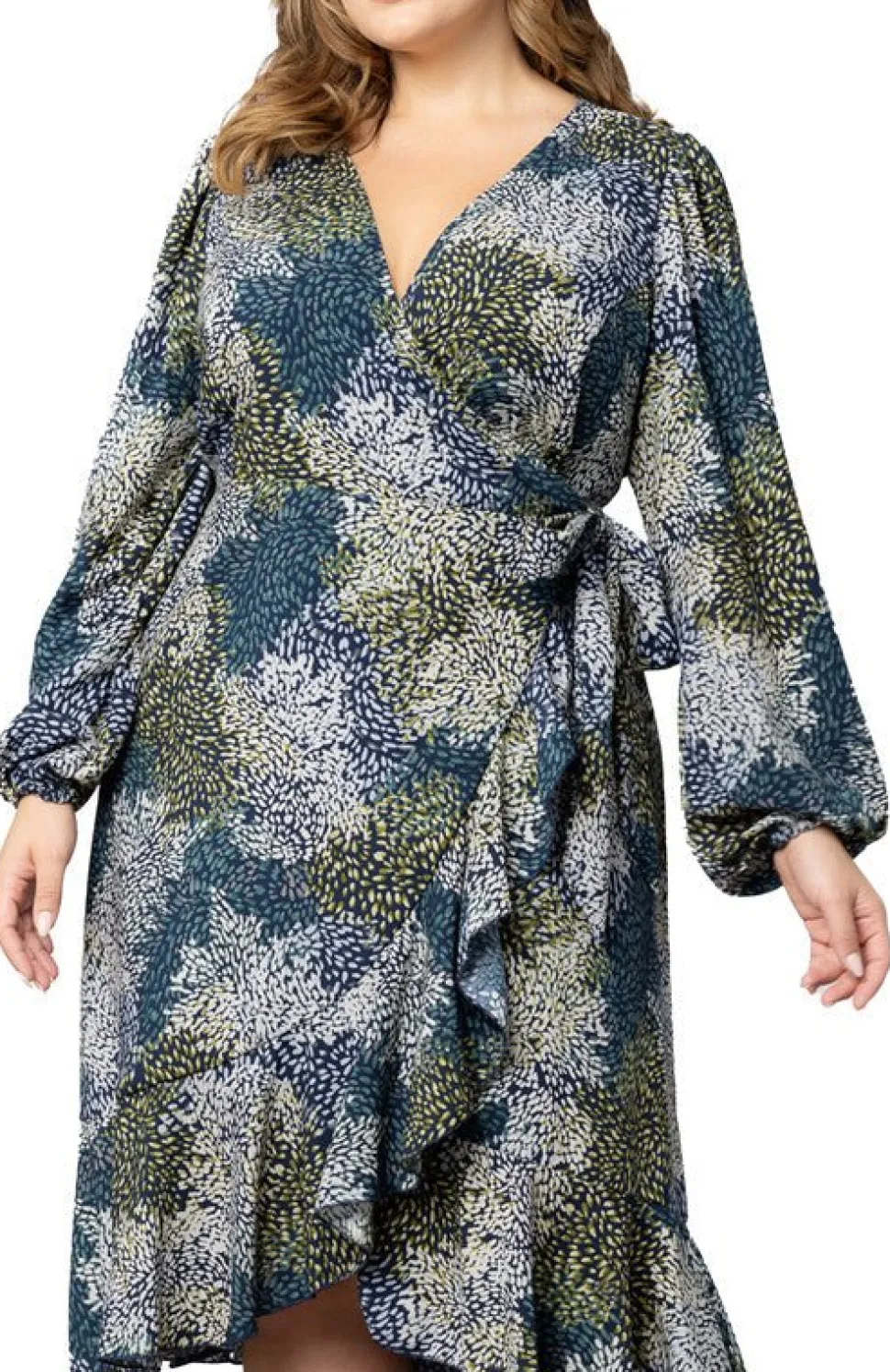 Julia Long Sleeve Wrap Dress - Plus