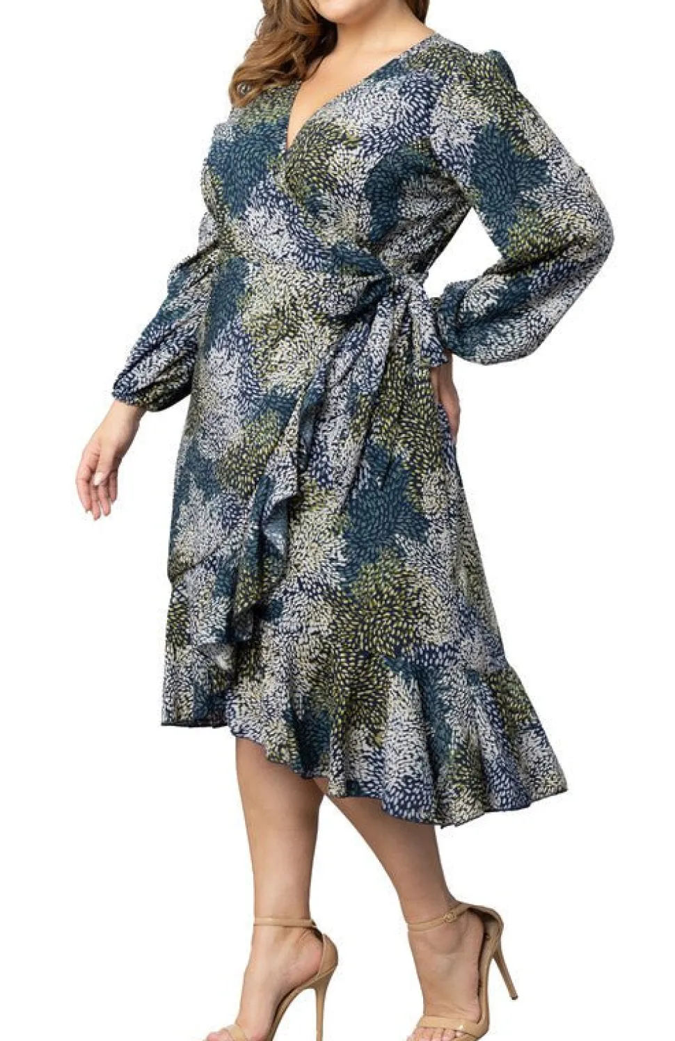 Julia Long Sleeve Wrap Dress - Plus