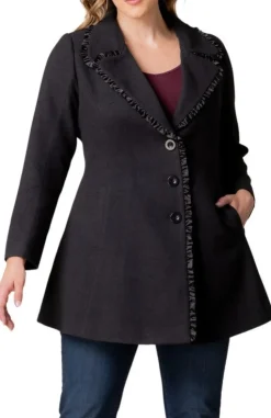 Juliette Satin Trim Coat - Plus
