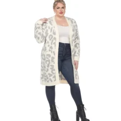 Leopard Print Open Front Sherpa Coat - Plus