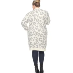 Leopard Print Open Front Sherpa Coat - Plus
