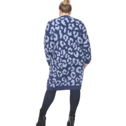 Leopard Print Open Front Sherpa Coat - Plus