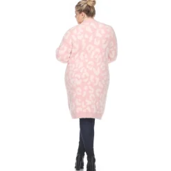 Leopard Print Open Front Sherpa Coat - Plus