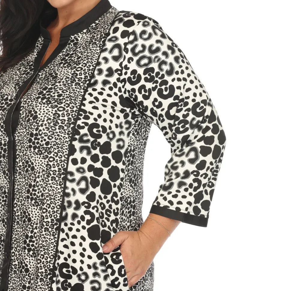 Leopard Print Shift Dress - Plus