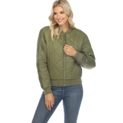 Lightweight Diamond Quilted Puffer Bomber Jacket
