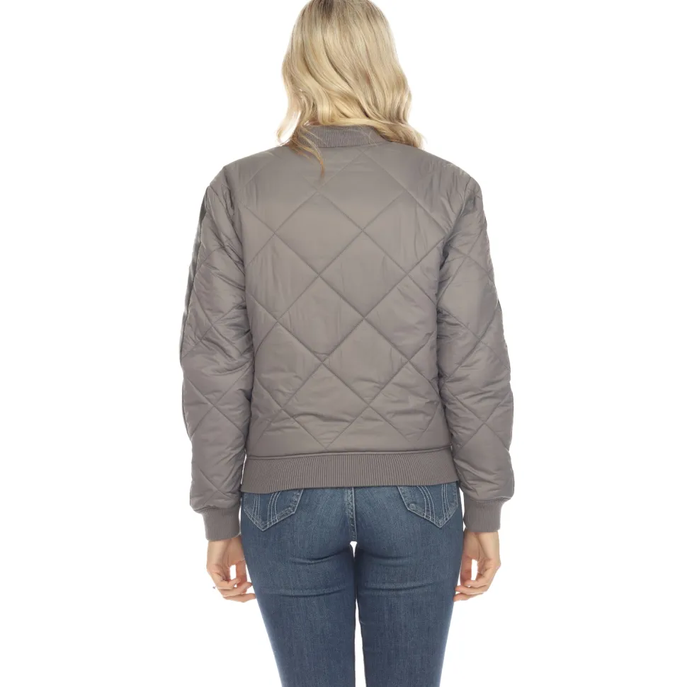 Lightweight Diamond Quilted Puffer Bomber Jacket