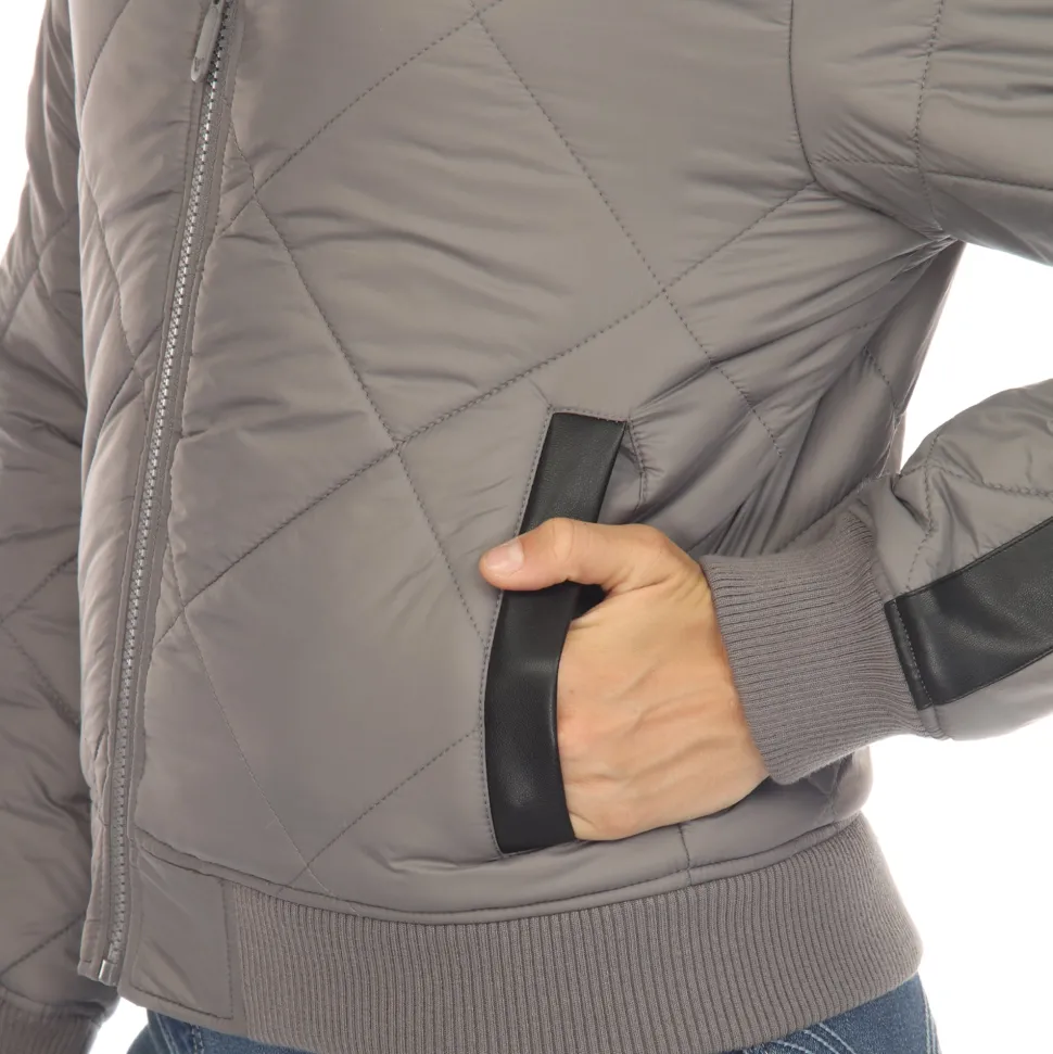 Lightweight Diamond Quilted Puffer Bomber Jacket