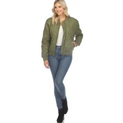 Lightweight Diamond Quilted Puffer Bomber Jacket