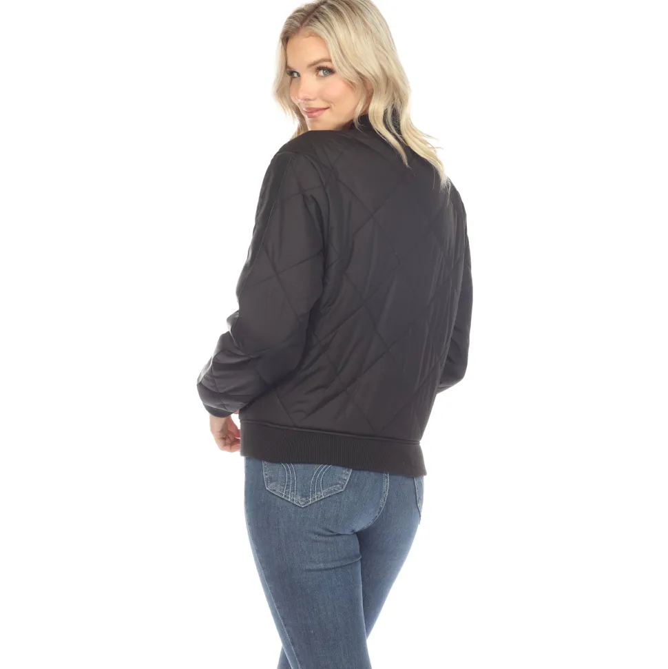 Lightweight Diamond Quilted Puffer Bomber Jacket