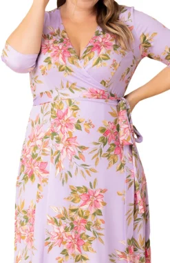 Lilac Floral Signature Wrap Dress - Plus