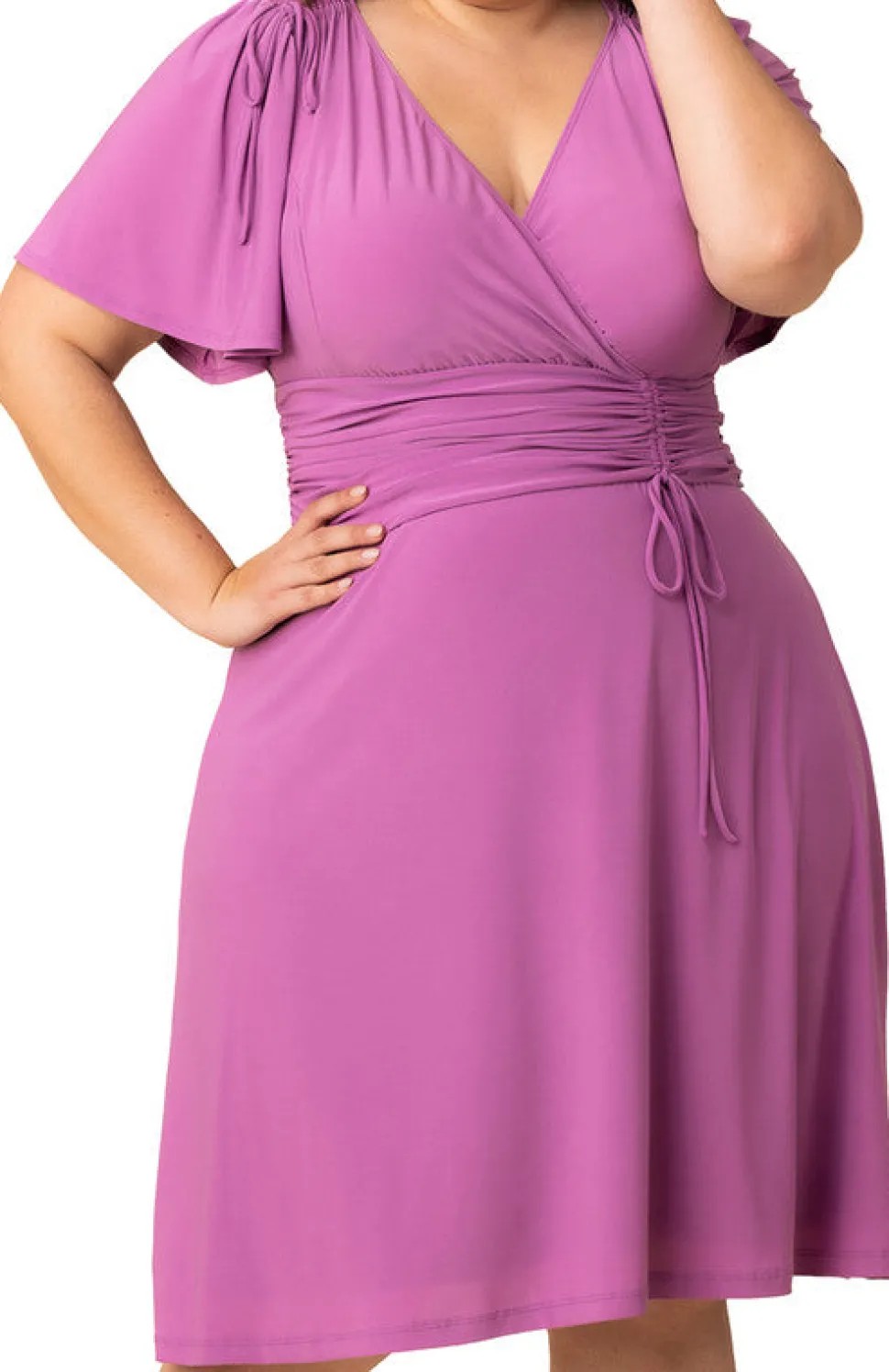 Lilac Jemma Ruched Tie Dress - Plus