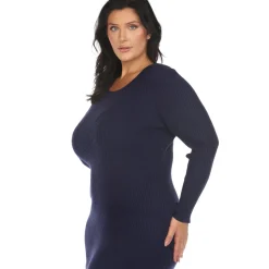 Long Sleeve Rib Midi Sweater Dress - Plus