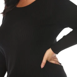Long Sleeve Rib Midi Sweater Dress - Plus