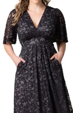 Luminous Sequin Lace Long Gown - Plus