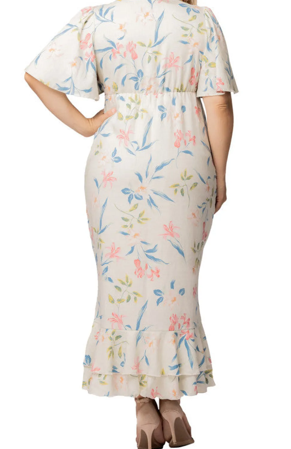 Lush Lily Print Alexandra Ruffle Faux Wrap Dress - Plus