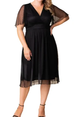 Margot Mesh Cocktail Dress, Black - Plus