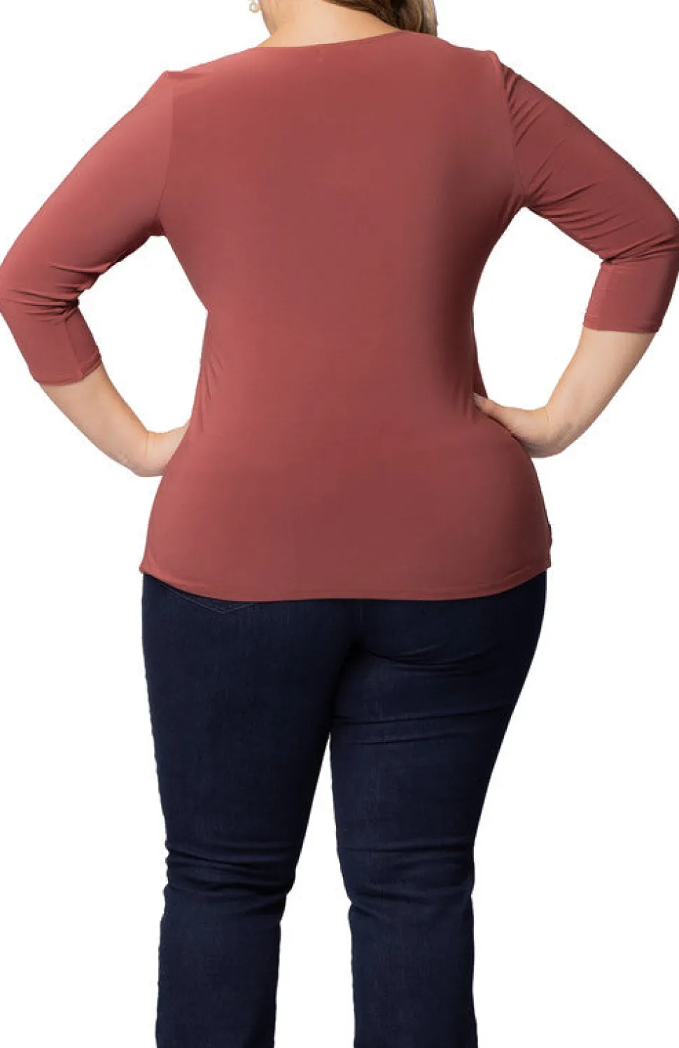 Marsala Femme Fatale Faux Wrap Top - Plus