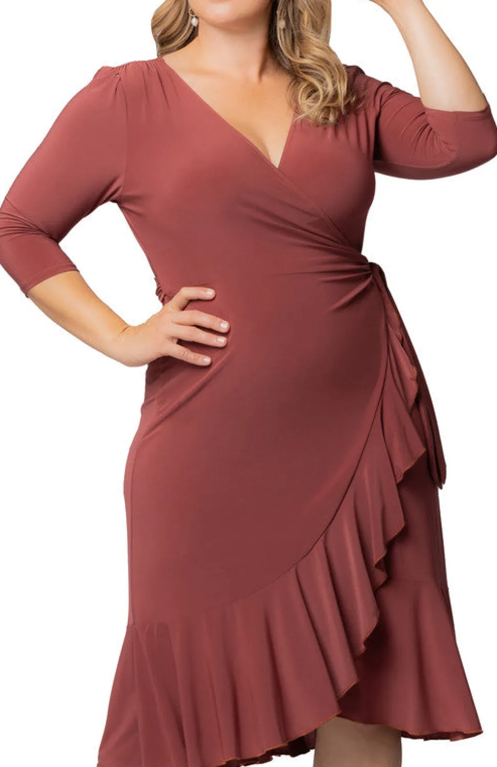 Marsala Whimsy Wrap Dress - Plus