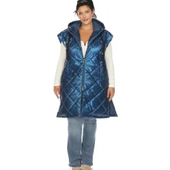 Metallic Diamond Quilted Puffer Vest - Plus