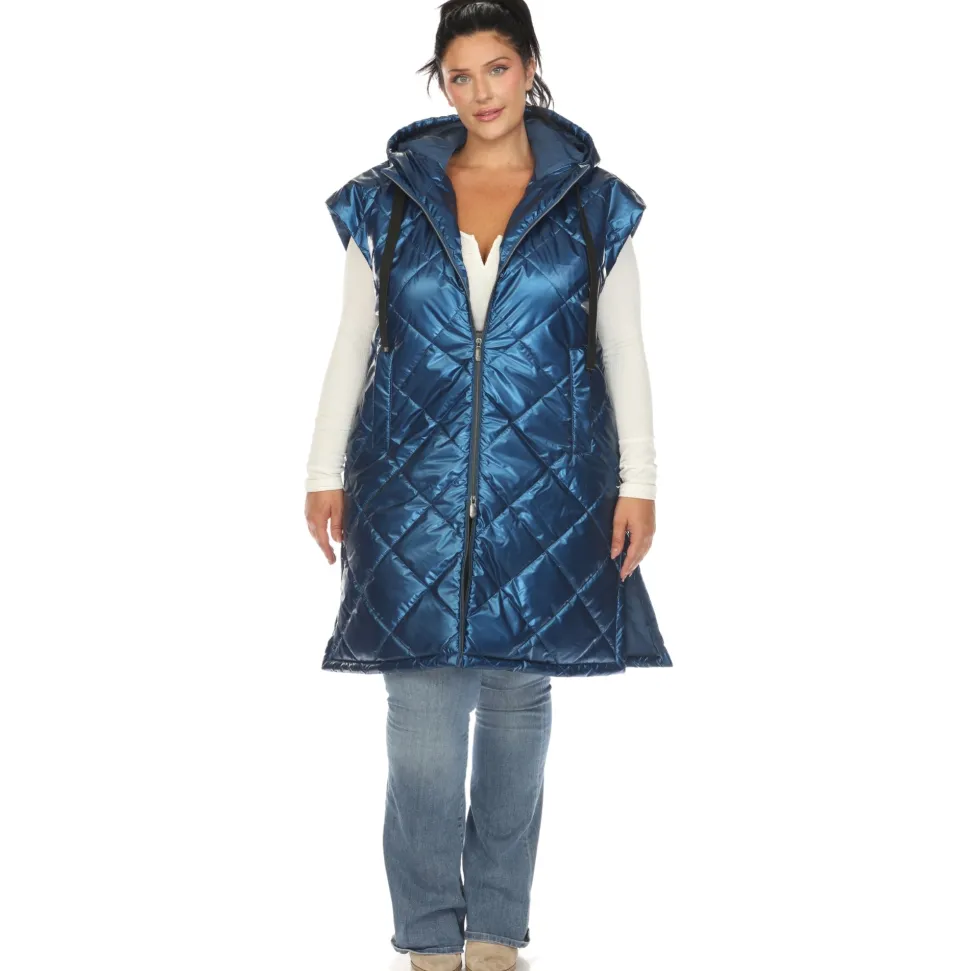 Metallic Diamond Quilted Puffer Vest - Plus