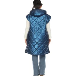 Metallic Diamond Quilted Puffer Vest - Plus