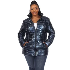 Metallic Puffer Coat - Plus